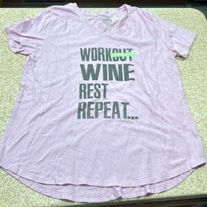 Light Purple Graphic Tee - Workout Wine Rest Repeat Tek Gear large
